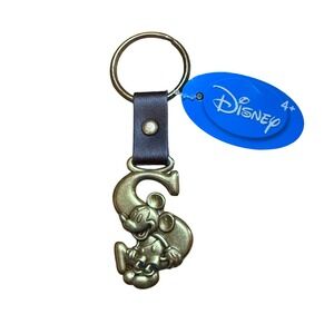 Disney Mickey Mouse Initial S‎ Keychain Bag Charm Gold Tone New with Tag